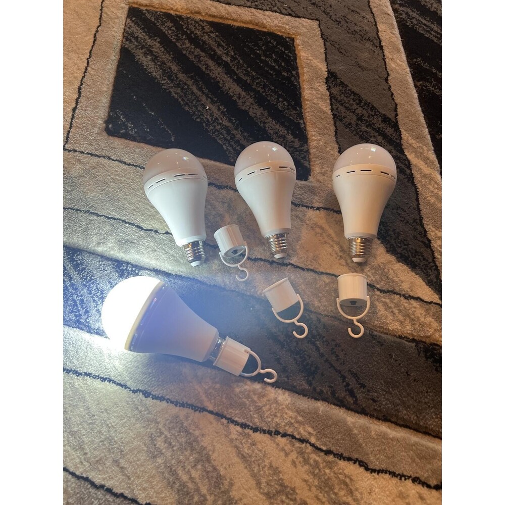 Set of 4 LED Light Bulbs with Hooks - 8 Inch, Bright White